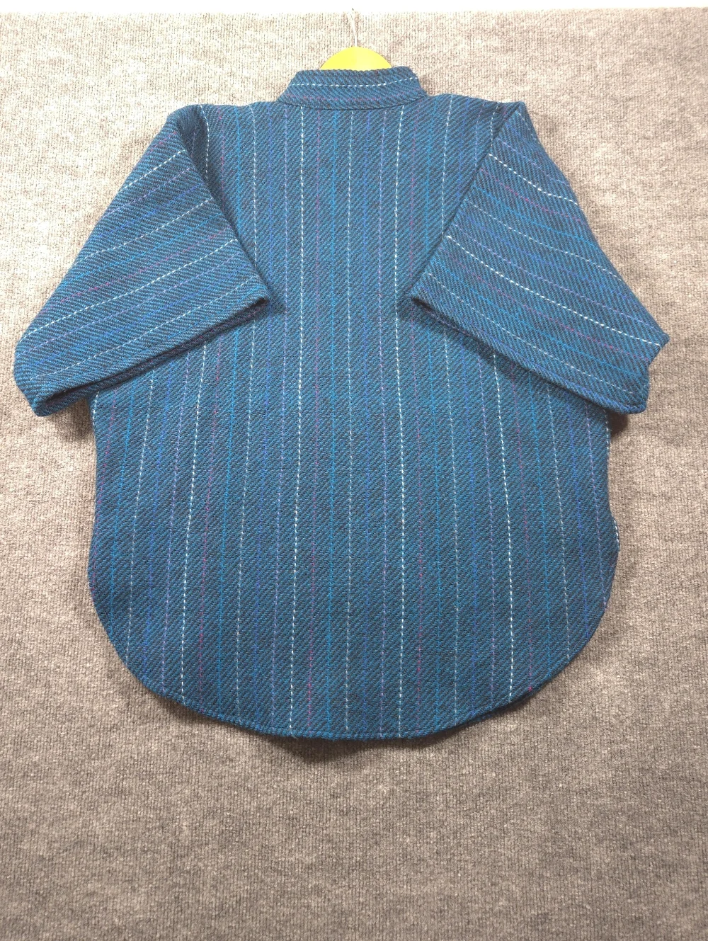 Mendocino Woolens Handwoven Pure Wool Poncho Top Blue Striped Artisan Made OS‎